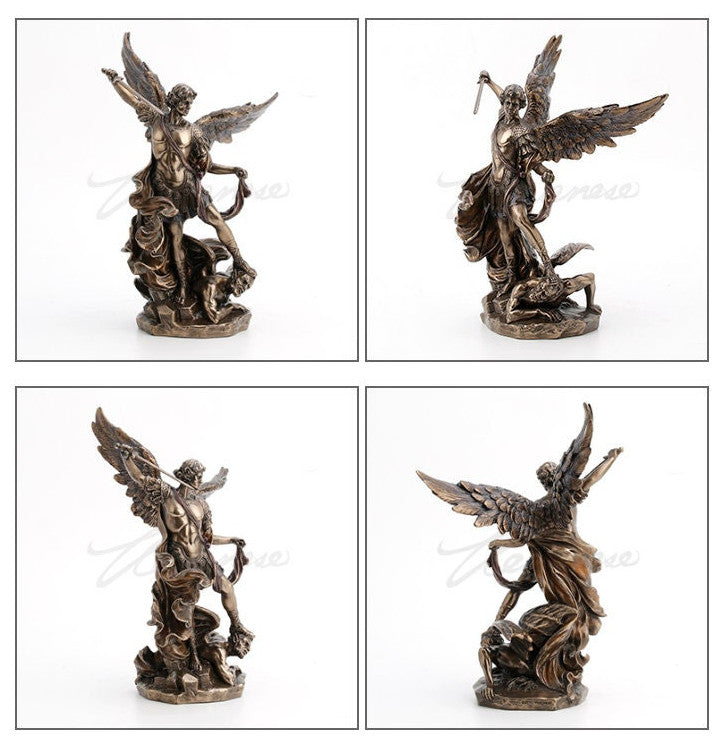 Saint Michael Slaying Demon Sculpture