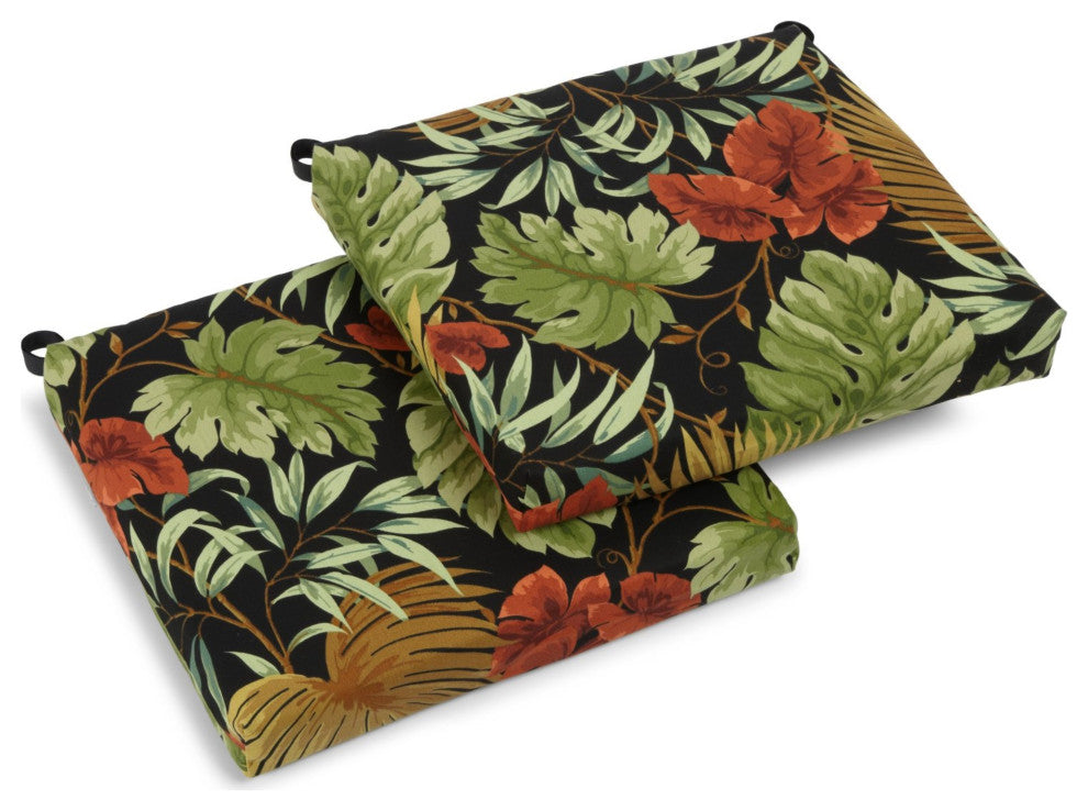 20"x19" Spun Polyester Chair Cushion, Set of 2, Tropique Raven