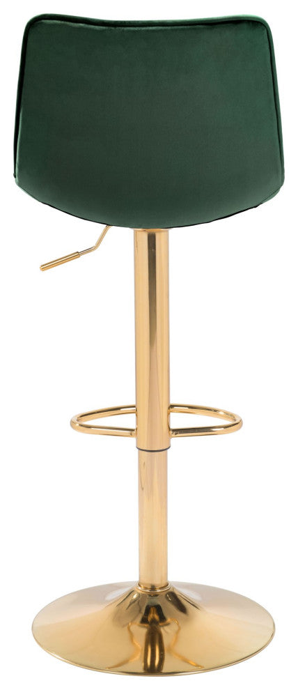 Bar Stool Chair Barstool, Steel Metal, Fabric, Green, Gold, Kitchen Cafe Bistro