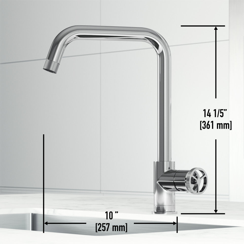 VIGO Cass Industrial 14" H Single Handle Kitchen Bar Faucet, Chrome