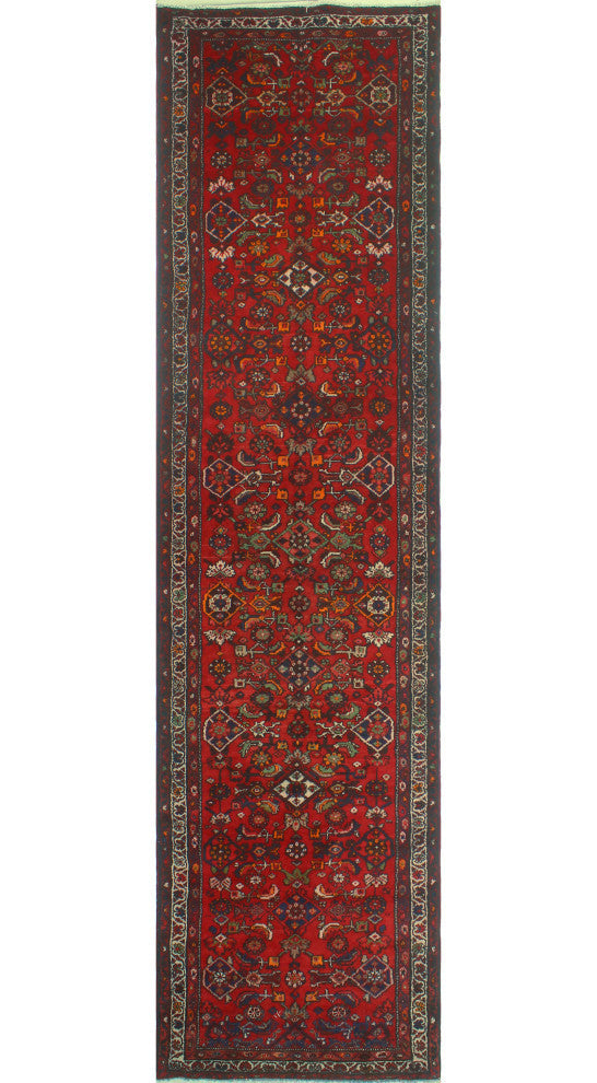 Fine Vintage Distressed Katife Rust/Ivory Runner, 3'6x13'9