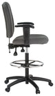Contoured Dual Function Drafting Stool With Arms - Gray Fabric