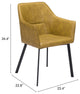 Dining Chair, Set of 2, Faux Vinyl Leather, Steel, Yellow, Black, Mid Century