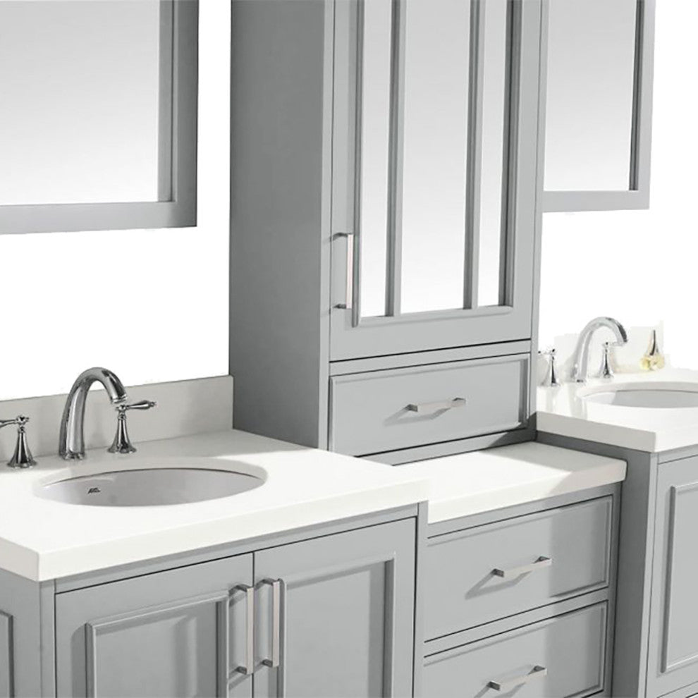 ARIEL Stafford 85" Double Sink Bathroom Vanity White Quartz Top