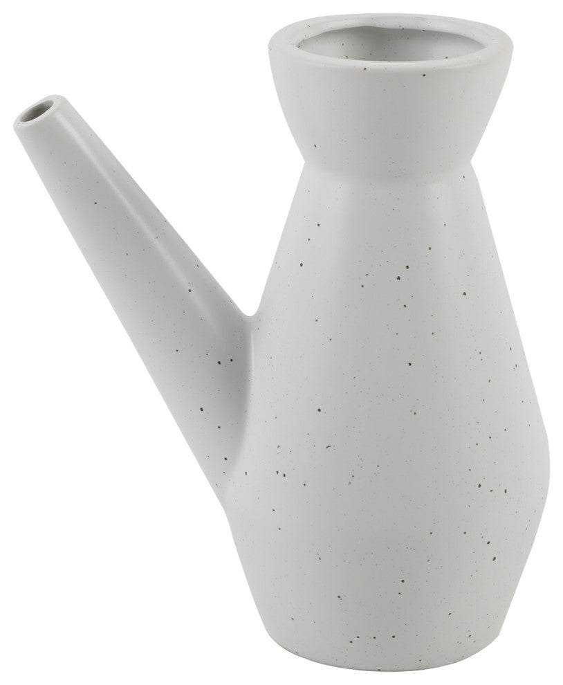 7" Ceramic Watering Can,Speckle White