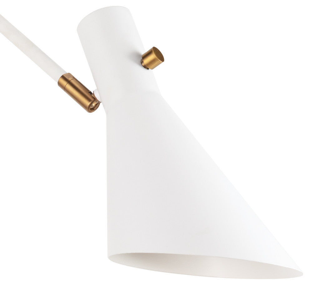 Spyder Single Arm Sconce, White and Natural Brass