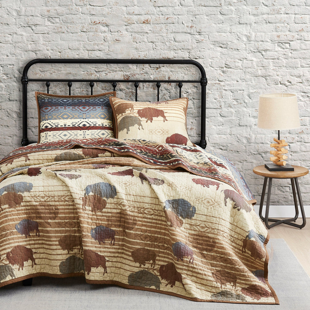 Home on the Range Reversible Quilt Set, Full/Queen, Tan, 3PC