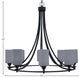 Paramount Uplight 8-Light Chandelier, Matte Black, 4" Gray Matrix Glass