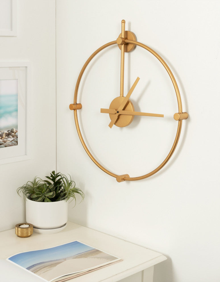 Lidor Metal Wall Clock, Gold, 22x25