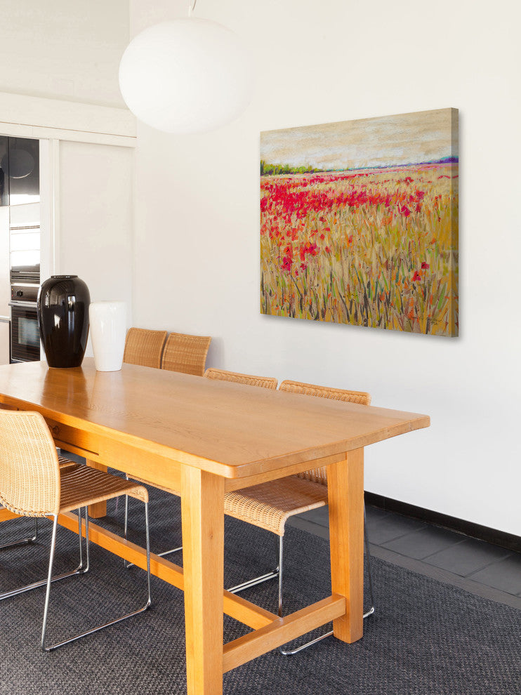 "Poppies Evening Light XV" Painting Print on Wrapped Canvas, 48x48
