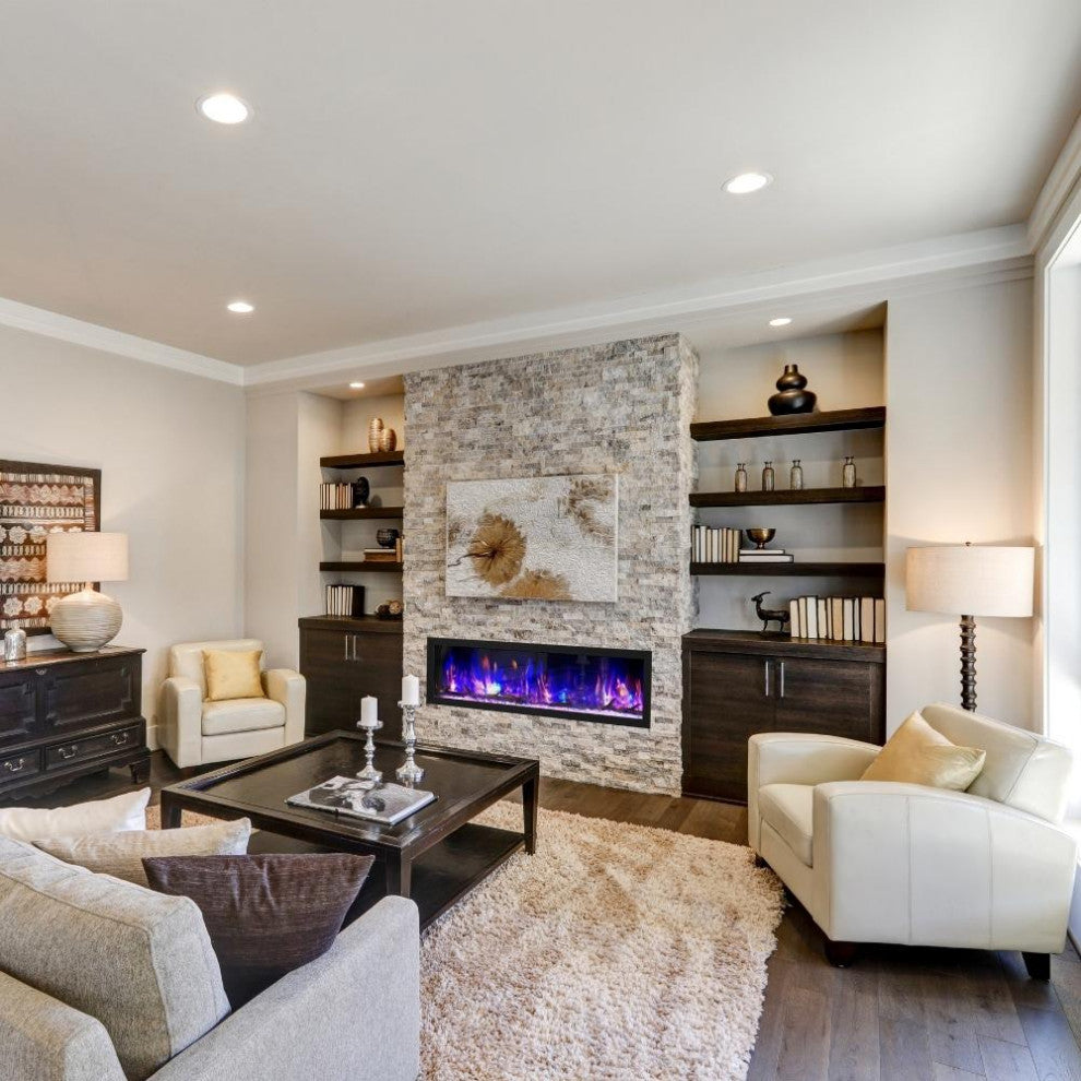 Dynasty Cascade Built-in Linear Smart Electric Fireplace, 82" Wide