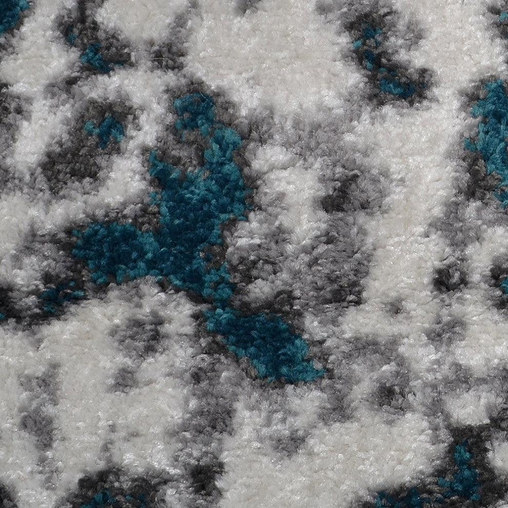 MACHINE MADE HEATSET POLYPROPYLENE AREA RUGS -Ivory Blue Color,Abstract Design