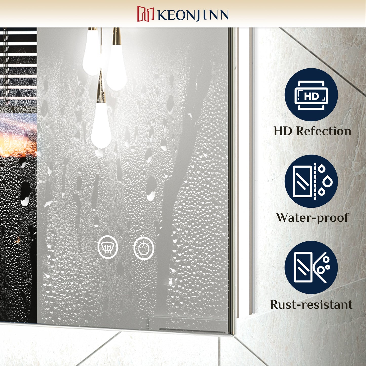 Backlit LED Mirror for Bathroom, Anti-Fog Dimmable, Silver, 20x28