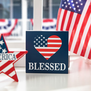 Patriotic Wooden Block Table Sign, 3-Piece Set