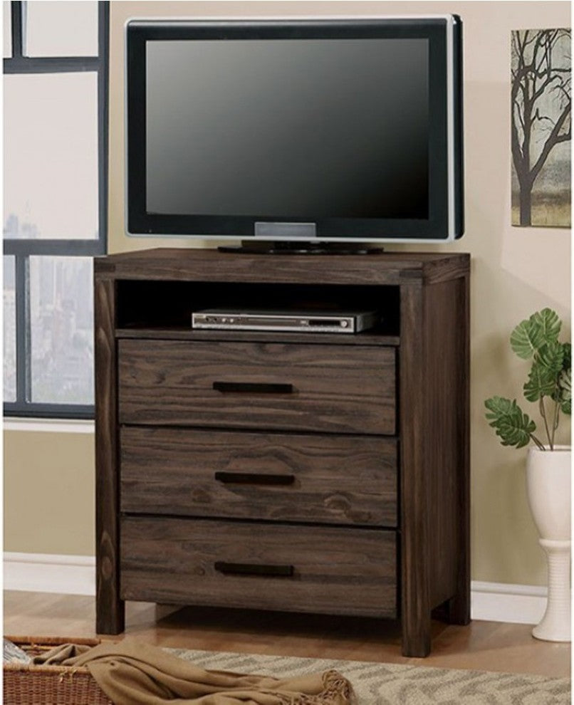 Contemporary Style Wooden Media Chest, Dark Gray