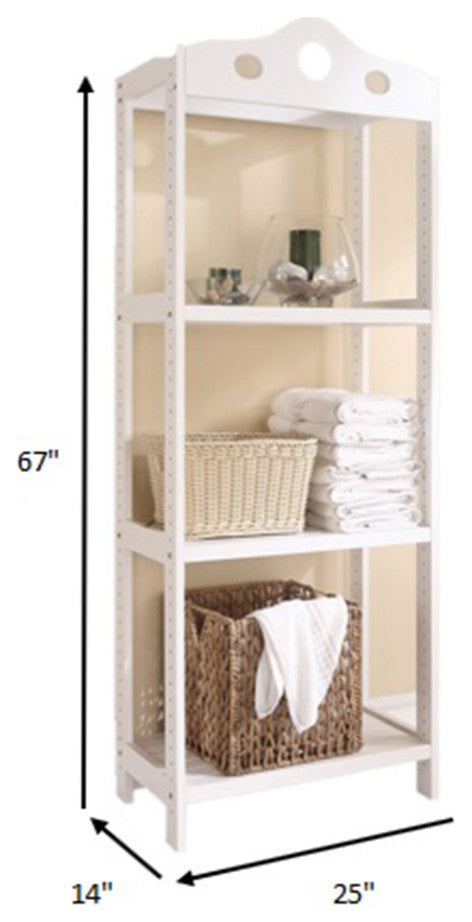 Shelf Rack, 3-Tier, White Solid Pine Wood White