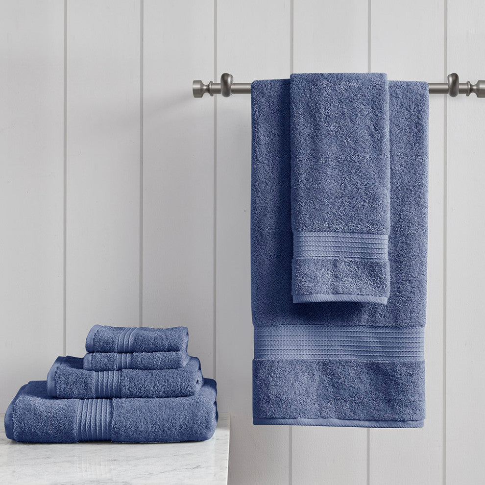 Madison Park Organic All-Natural 6-Piece Bathroom Towel Set, Blue