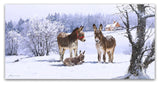 The Macneil Studio 'Donkeys in Snow' Canvas Art, 24"x12"