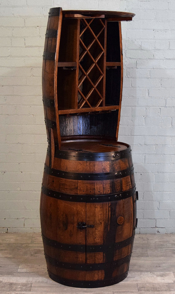 Shooter's Barrel Bar 7 Bottle Wine Hutch