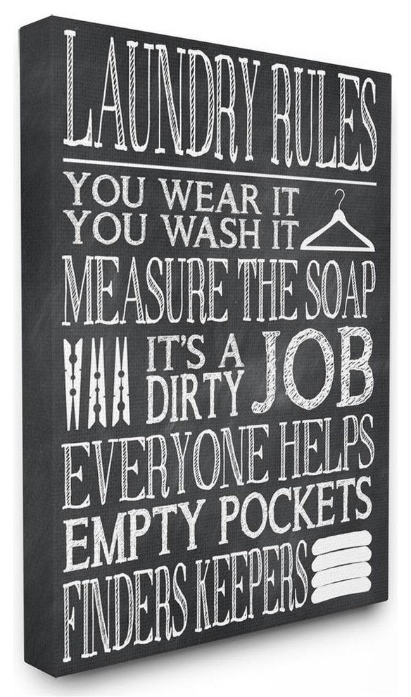 "Laundry Rules Wear It Wash It Chalk Look" Stretched Canvas Wall Art