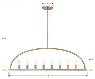 Abbott Eight Light Chandelier in Vibrant Gold