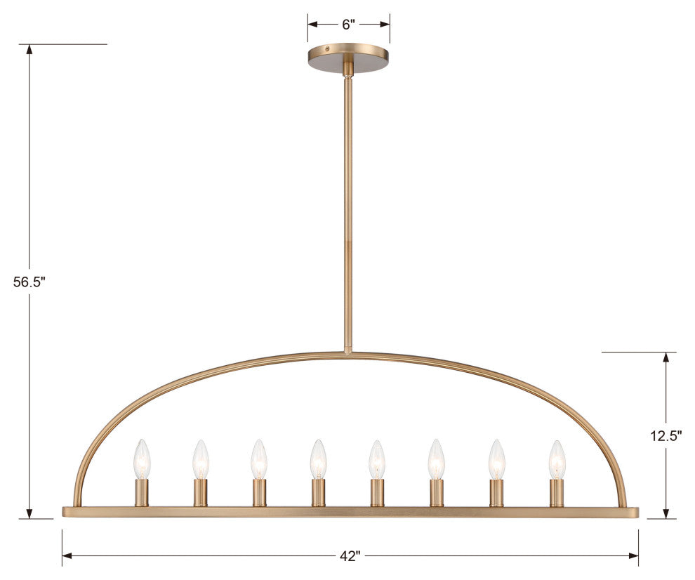 Abbott Eight Light Chandelier in Vibrant Gold