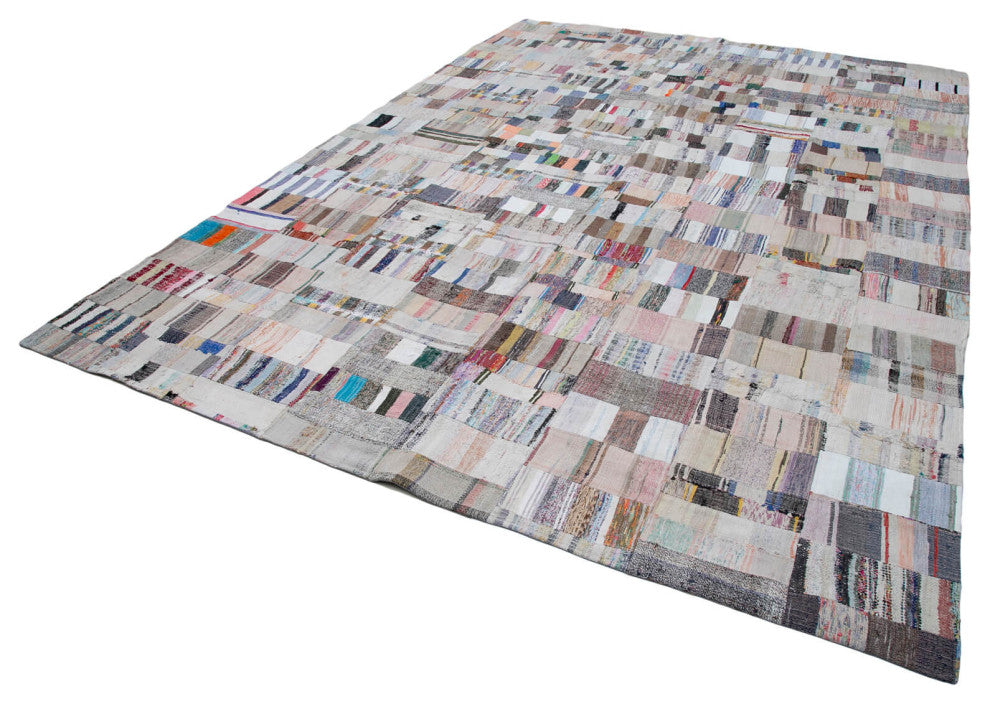 Rug N Carpet - Handmade Oriental 9' 3'' x 13' 0'' Rustic Patchwork Kilim Rug