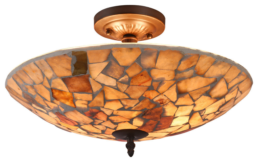 KAI Mosaic 2 Light Semi-flush Ceiling Fixture 16inches Shade
