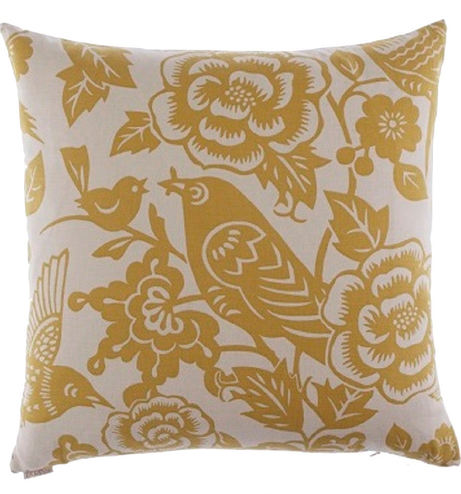 Billybird Yellow Feather Down Decorative Throw Pillow, 24x24
