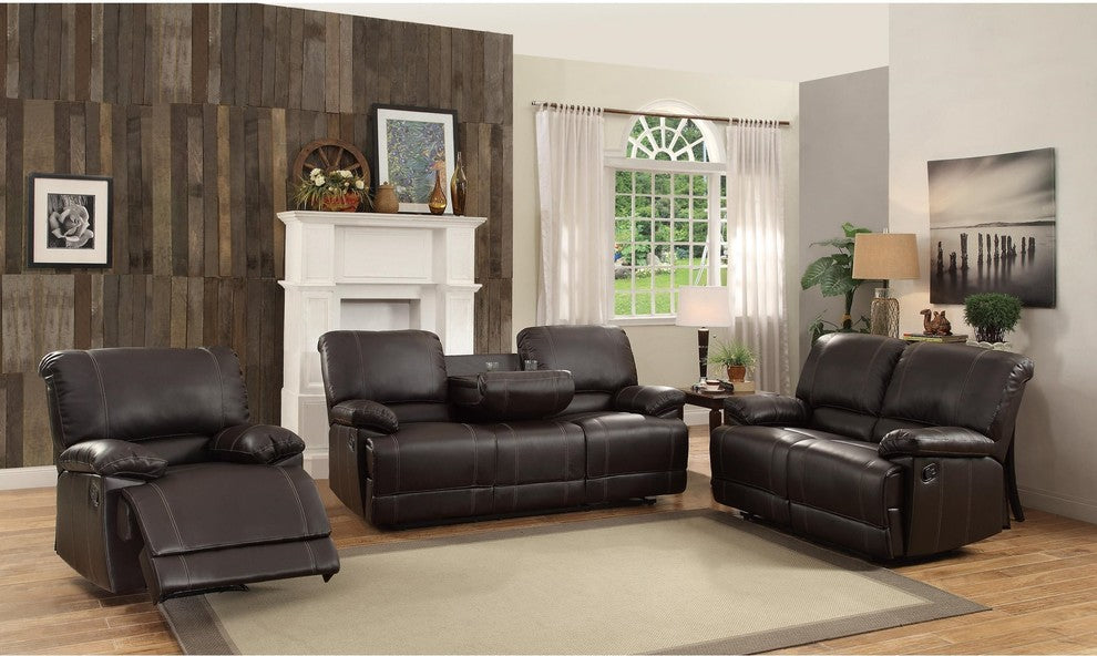 Cadoret Recliner Chair, Dark Brown Leather