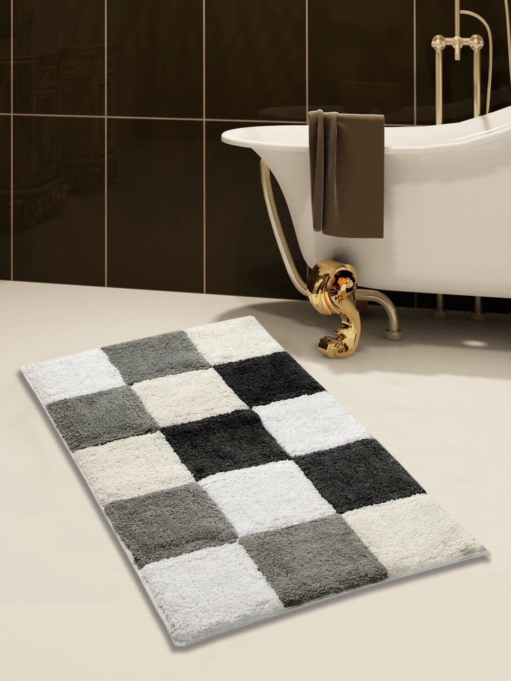 Bath Rug Cotton, 36"x24", Gray Multi, GSF 195, Pattern Dice