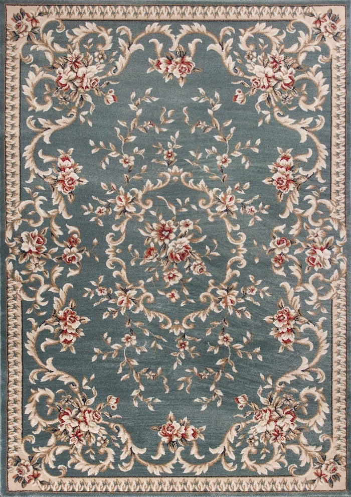 Avalon 5602 Slate Blue Aubusson Rug, 5'3"x7'7"