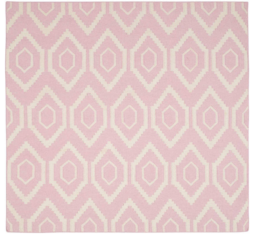 Safavieh Dhurries Dhu556C Geometric Rug, Pink/Ivory, 8'0"x8'0" Square