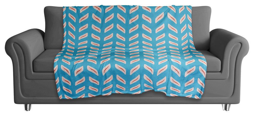Tire Track Pattern in Blue Fleece Blanket