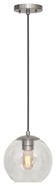1-Light 8" Glass Pendant, Brushed Nickel