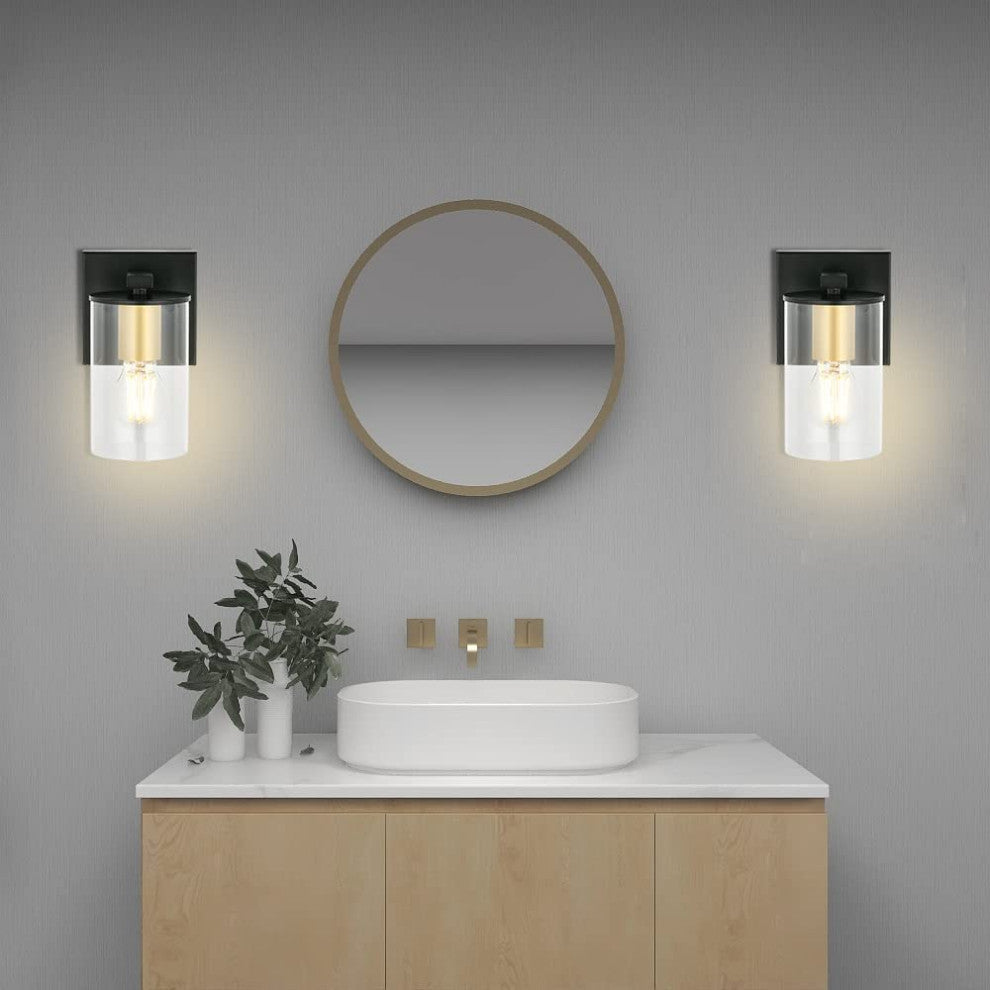 Matte black vanity wall light fixture industrial glass wall lamp