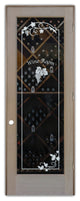 Wine Door - Grape Cluster Arched Border with Text - Alder Clear - 30" x 96"...