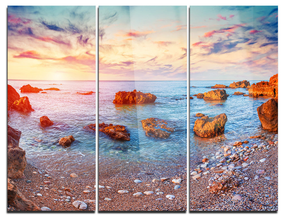 "Mediterranean Sea Sunrise" Photography Metal Wall Art, 3 Panels, 36"x28"