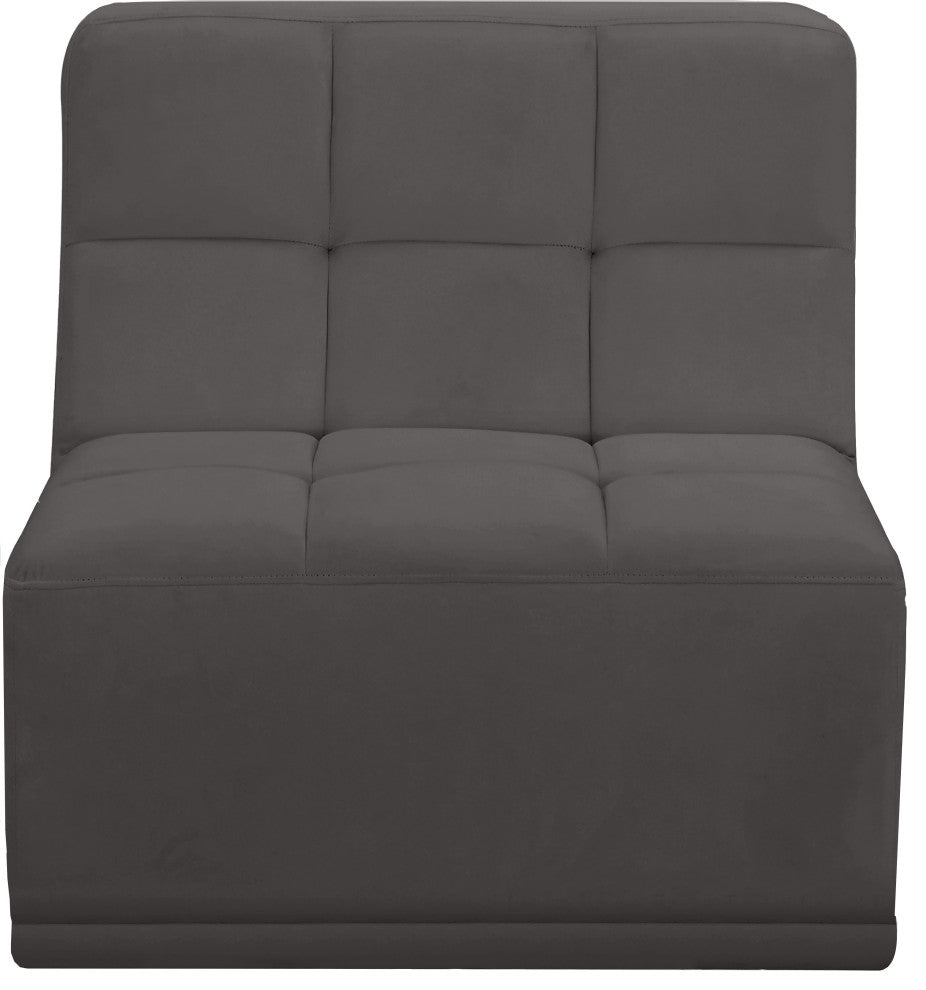 Relax Velvet Upholstered Armless Chair, Grey