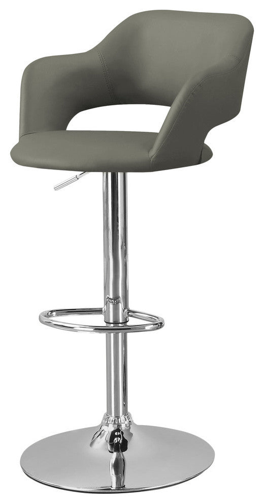 Barstool - Light Grey / Chrome Metal Hydraulic Lift