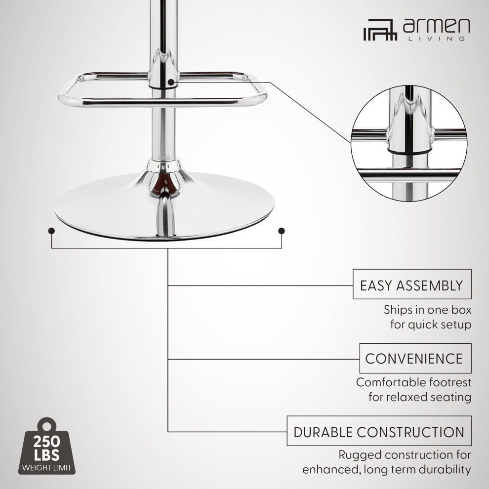 London Contemporary Swivel Barstool in Grey Faux Leather - Chrome & Walnut Wood