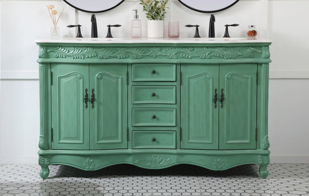 Whitney 60" Double Bathroom Vanity, Vintage Mint
