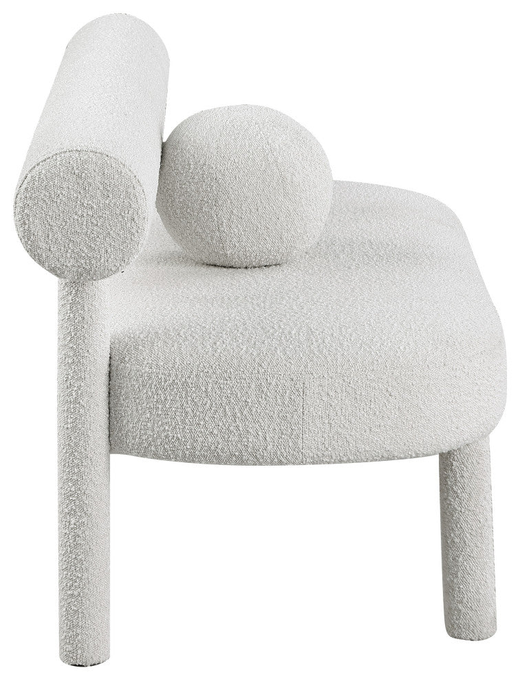 Parlor Boucle Fabric Upholstered Bench, Cream