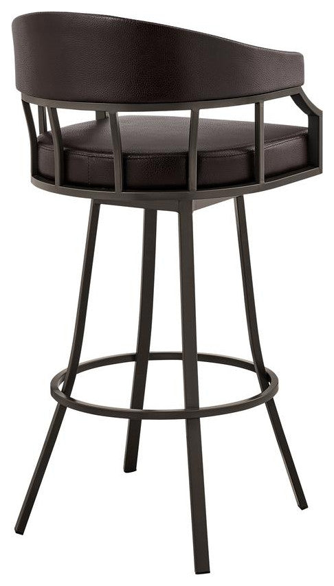 Palmdale 30 Swivel Brown Faux Leather and Java Brown Metal Bar Stool