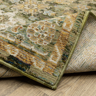 Adeline Bordered Traditional Green/ Gold Area Rug 3'3" x 5'2"