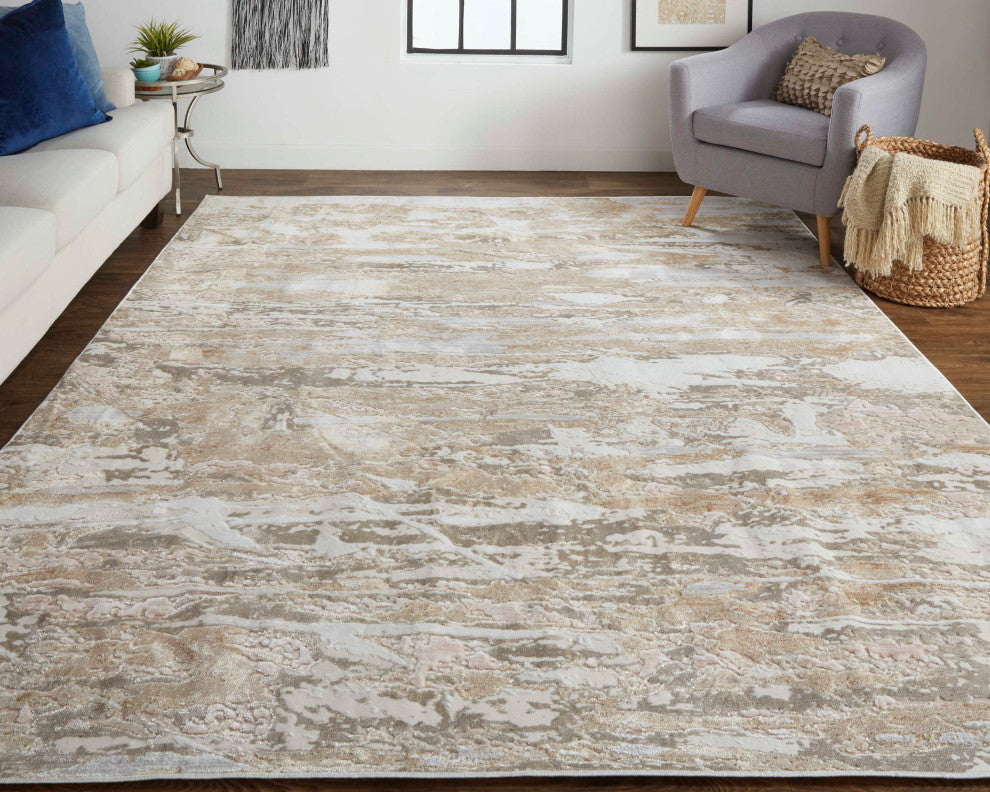 Corben R39G5 Transitional/Industrial/Casual Rug, Beige/Gray, 3'x5'