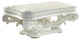 Benzara BM276274 Coffee Table, Raised Scrolled Pedestal, Ornate Motif, White