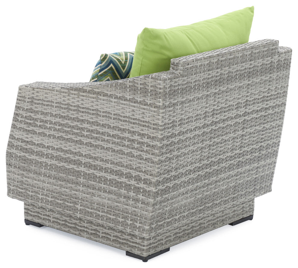 Cannes 5 Piece Sunbrella Outdoor Patio Club Chair and Ottoman Set, Green