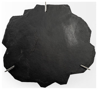 40" Black and Gold Stone and Iron Free Form Distressed Coffee Table