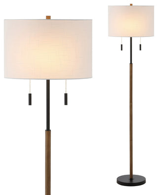 61"Rustic Farmhouse Iron Candlestick Pull Chains LED Floor Lamp Brown Wood/Black